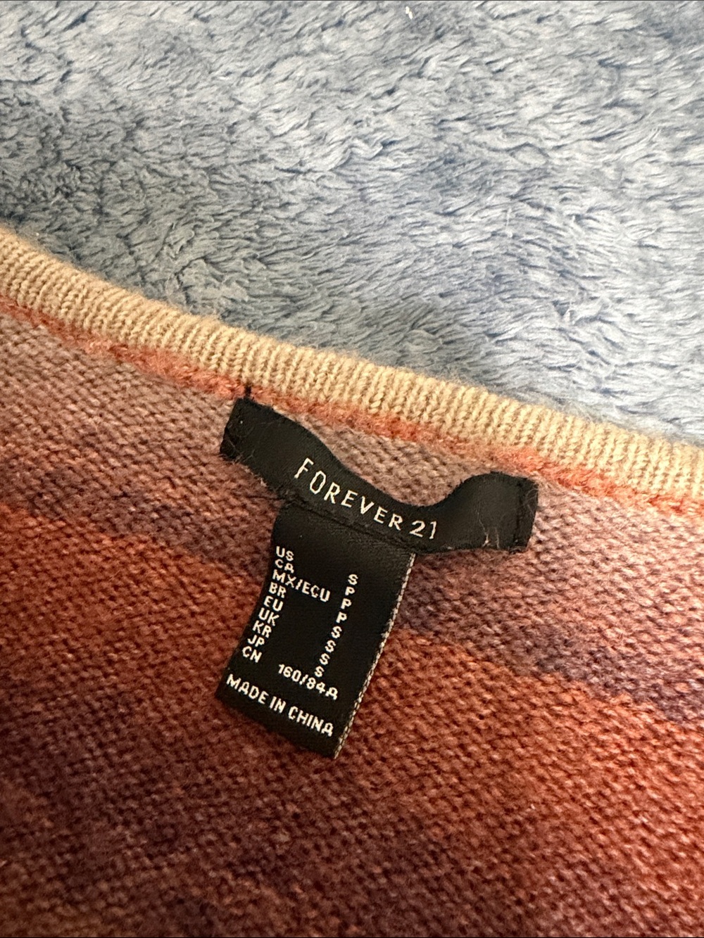 Forever 21 Orange, Cream & Brown Ombre V-Neck Sweater - Picture 2 of 2